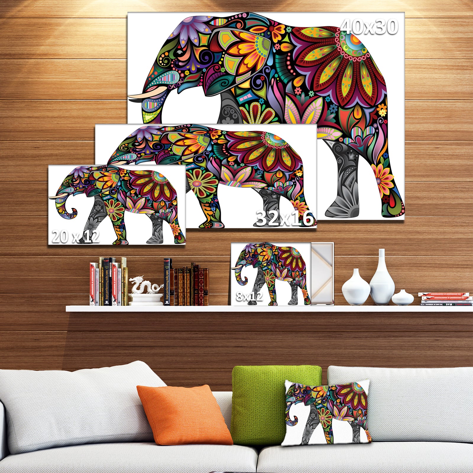 Yellow Cheerful Elephant - Animal Digital Art Canvas Print