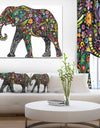 Floral Cheerful Elephant - Animal Digital Art Canvas Print