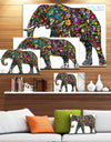 Floral Cheerful Elephant - Animal Digital Art Canvas Print