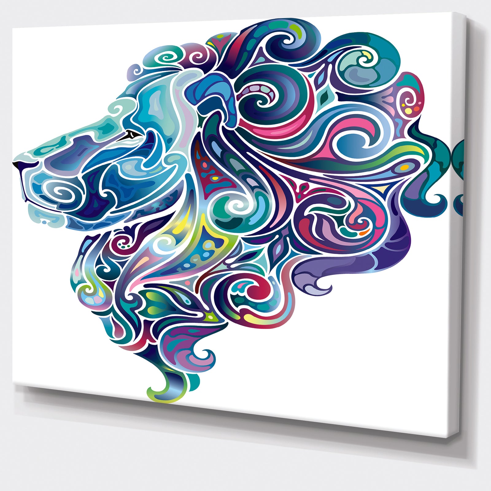 Blue Lion Abstract Art - Animal Digital Art Canvas Print