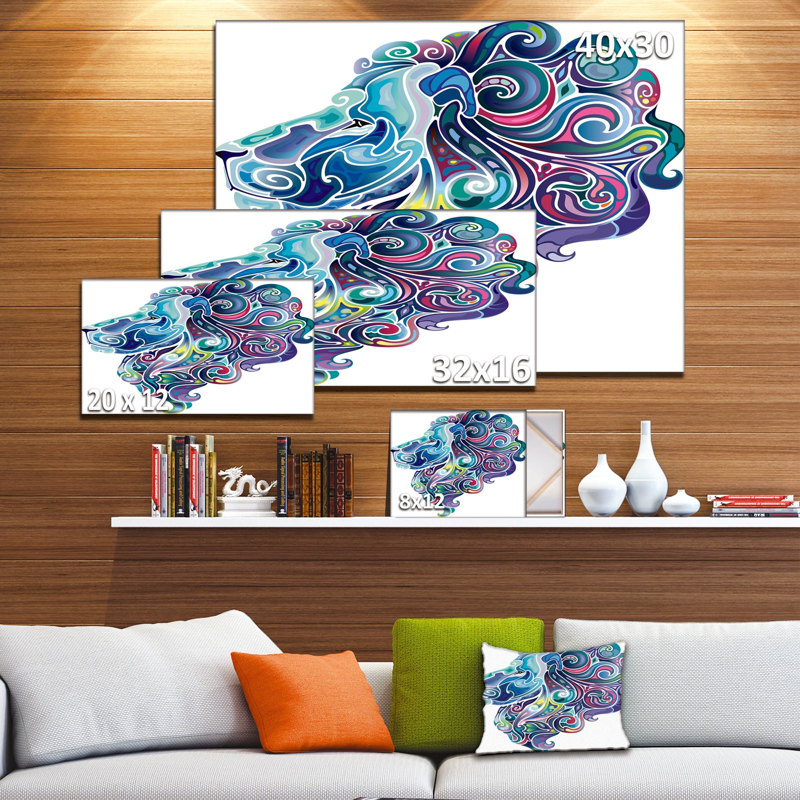 Blue Lion Abstract Art - Animal Digital Art Canvas Print
