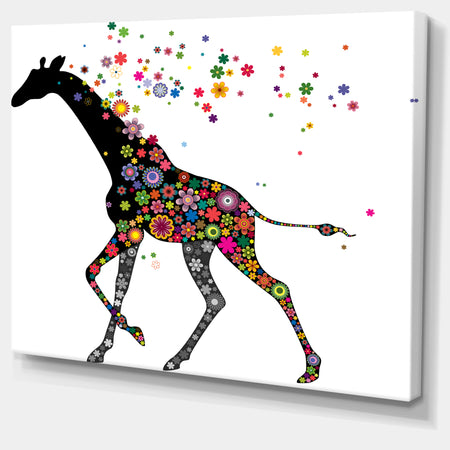 Cheerful Giraffe Running - Animal Digital Art Canvas Print