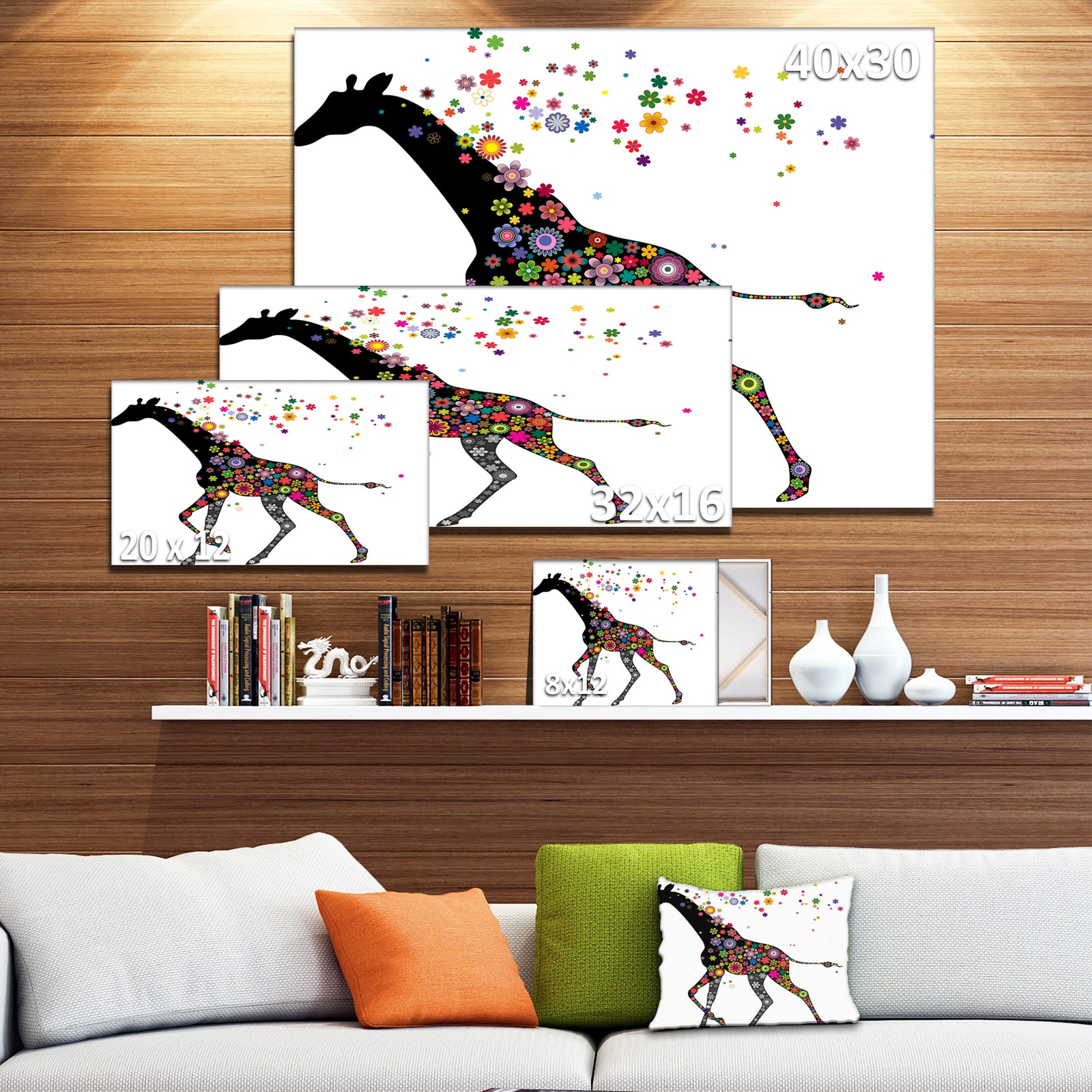Cheerful Giraffe Running - Animal Digital Art Canvas Print