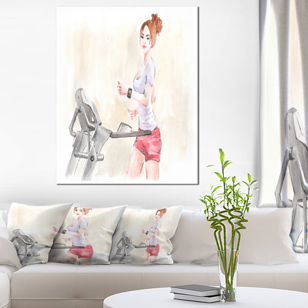 Pretty Workout with Fitness Watch - 16x32 Digital Art Canvas Print