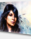 Indian Woman with Ornament Tattoo - Portrait Canvas Art Print