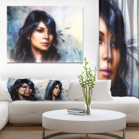 Indian Woman with Ornament Tattoo - Portrait Canvas Art Print