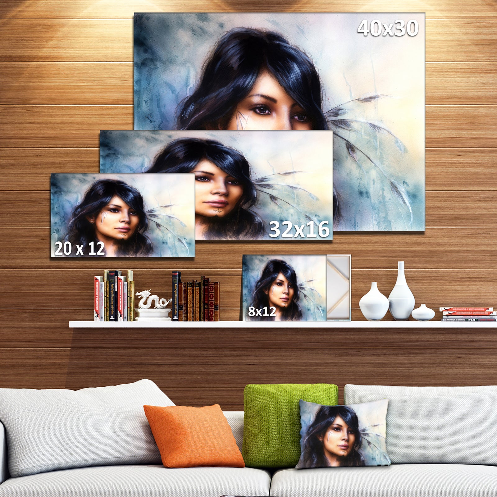 Indian Woman with Ornament Tattoo - Portrait Canvas Art Print