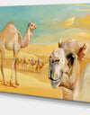 Wandering Camels in Desert - Watercolor Animal Canvas Print