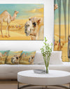 Wandering Camels in Desert - Watercolor Animal Canvas Print