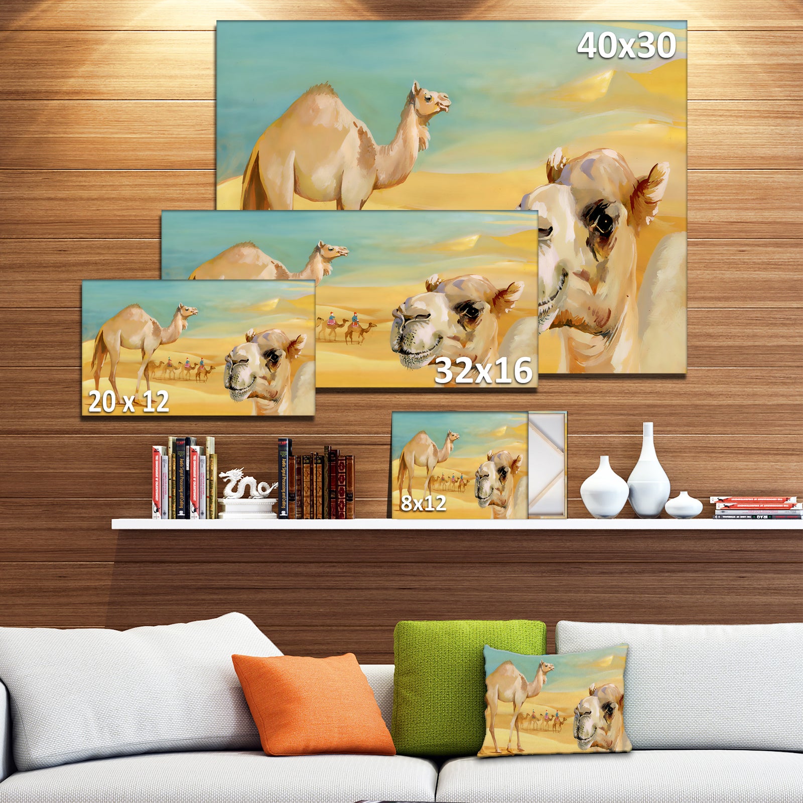 Wandering Camels in Desert - Watercolor Animal Canvas Print