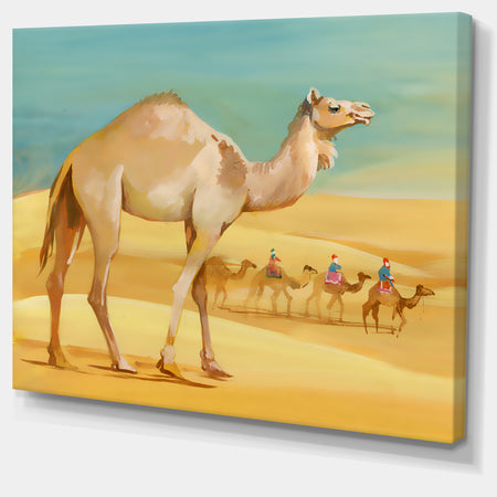 Camel Walking in Desert - Watercolor Animal Canvas Print