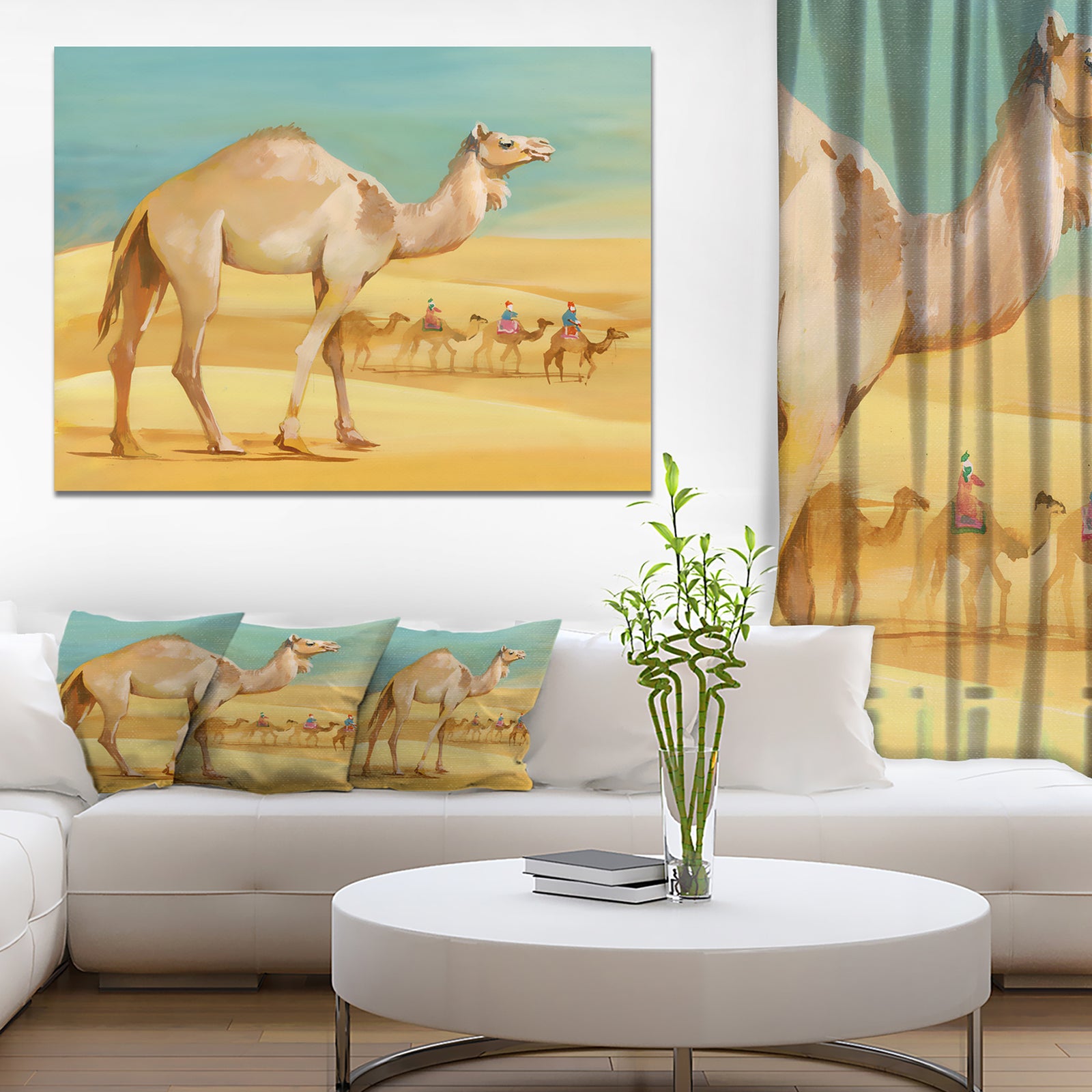 Camel Walking in Desert - Watercolor Animal Canvas Print