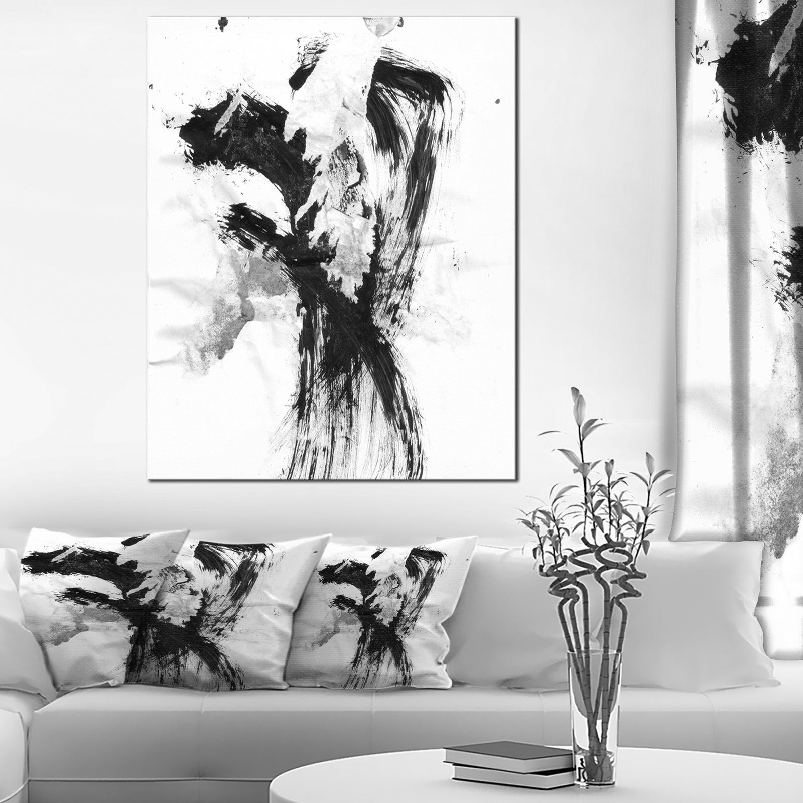 Black Paint Stain - Abstract Canvas Art Print