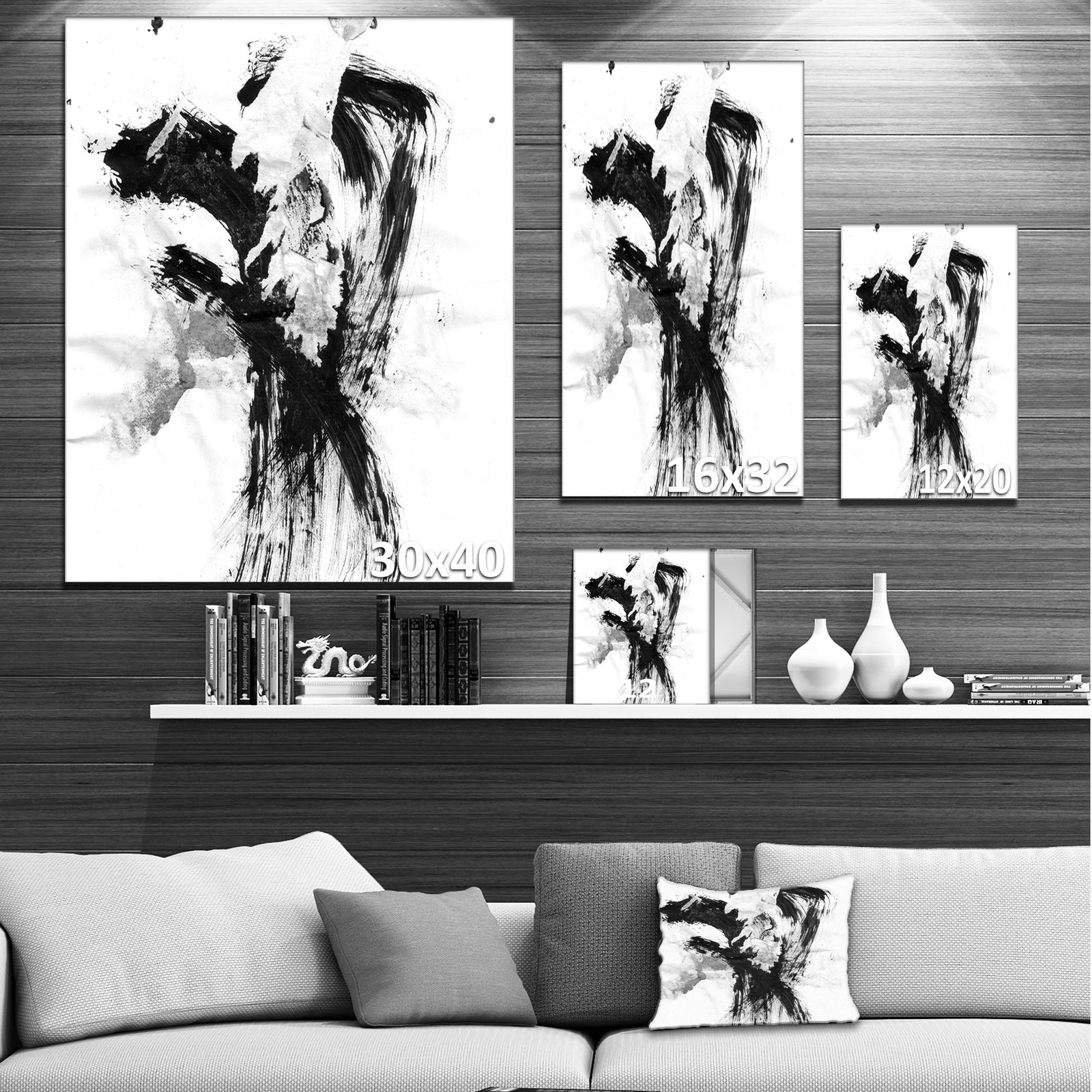 Black Paint Stain - Abstract Canvas Art Print