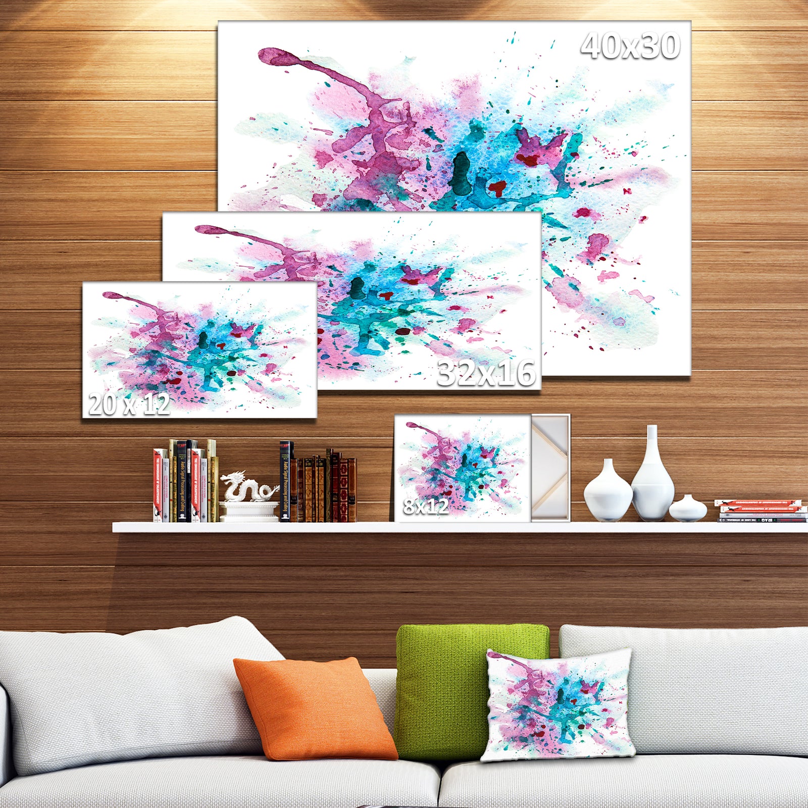 Blue and Purple Paint Stain - Abstract Watercolor Canvas Print
