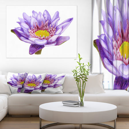 Hand'drawn Purple Lotus - Floral Art Canvas Print