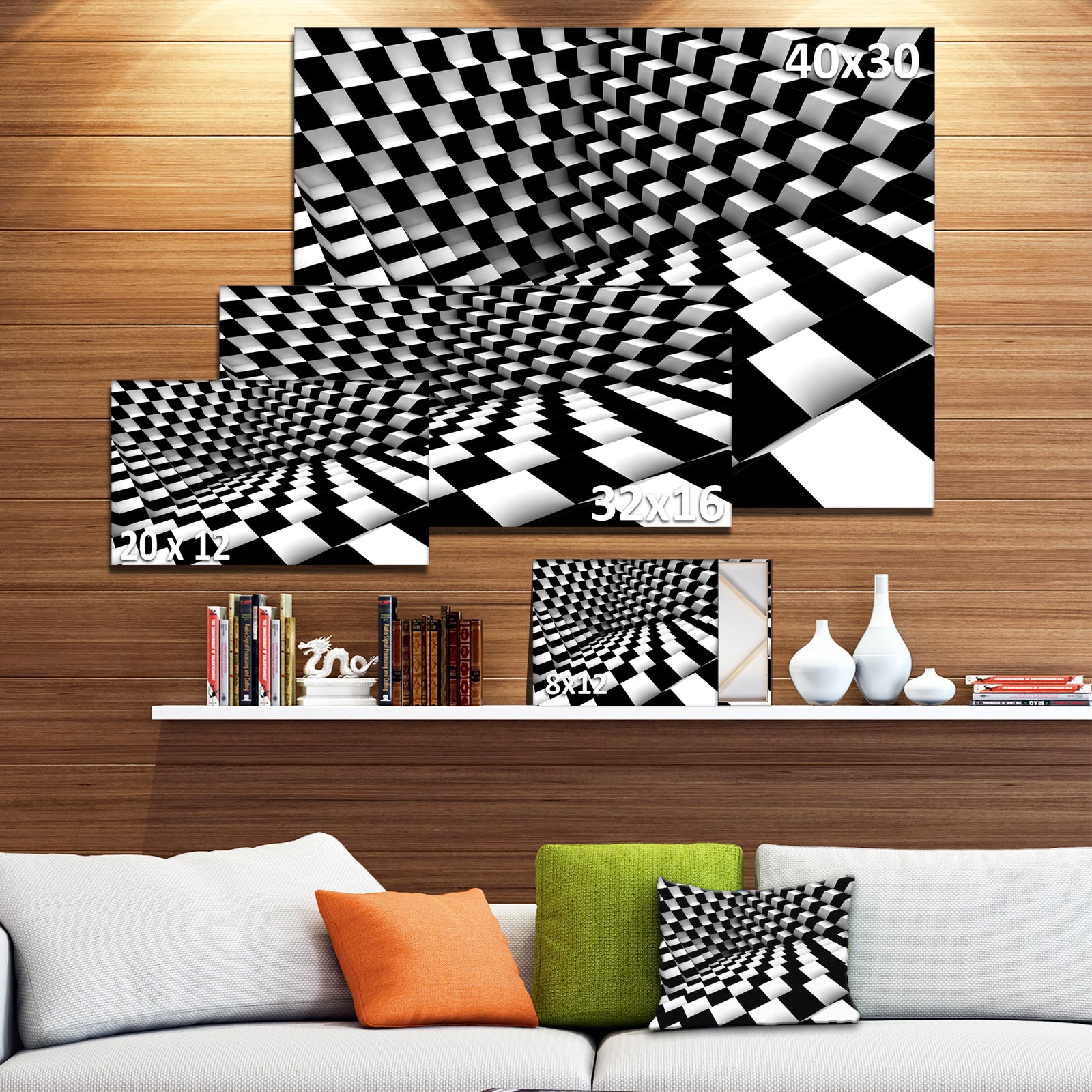 Optical Black and White Pattern - Abstract Canvas Art Print