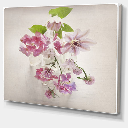 Vintage Pink Flowers - Floral Art Painting Canvas Print