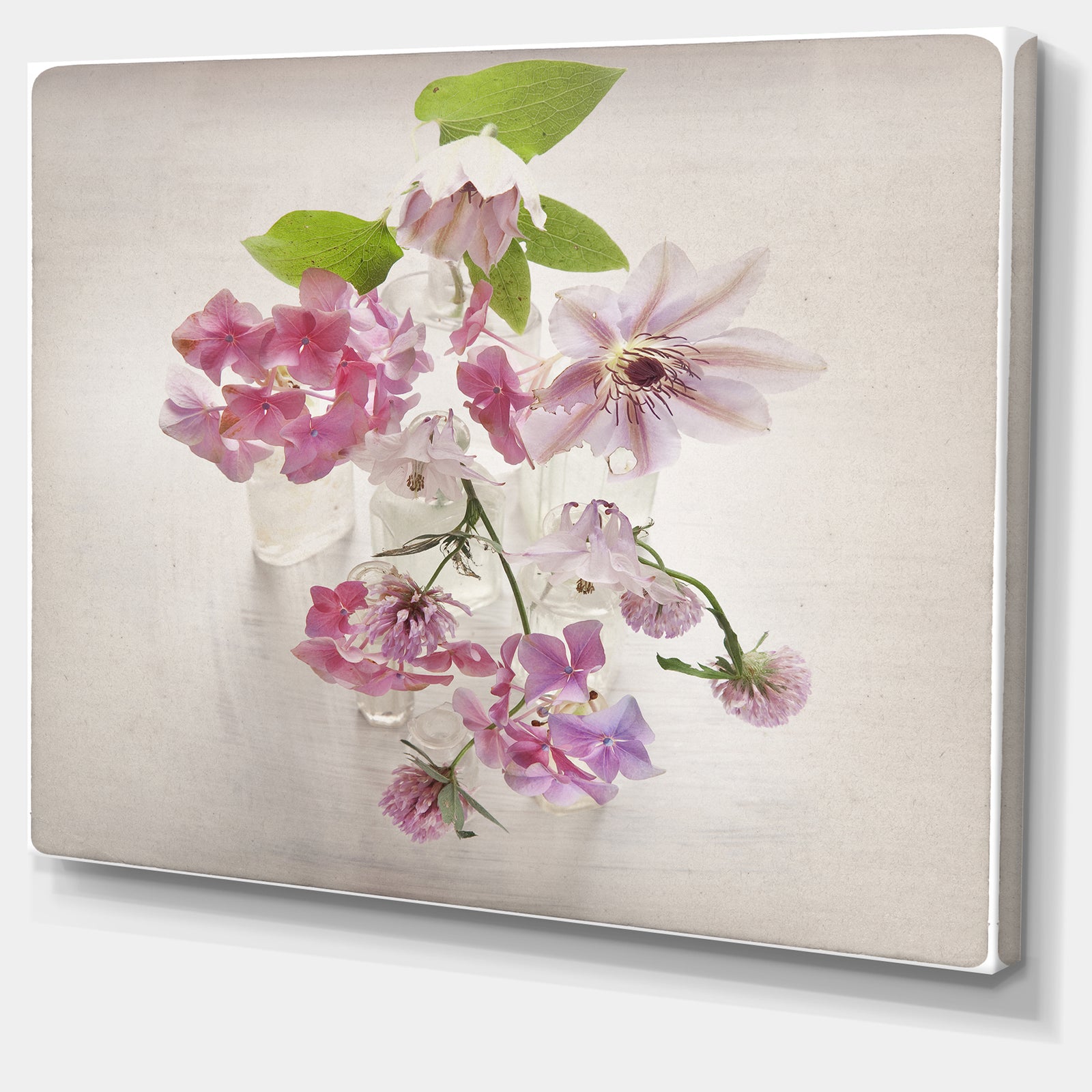 Vintage Pink Flowers - Floral Art Painting Canvas Print