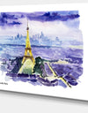Eiffel Tower on Blue Background - Painting Canvas Art Print