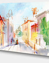 Illustrated Parisian Street - Watercolor Cityscape Canvas Print