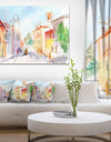 Illustrated Parisian Street - Watercolor Cityscape Canvas Print