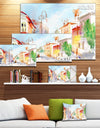 Illustrated Parisian Street - Watercolor Cityscape Canvas Print