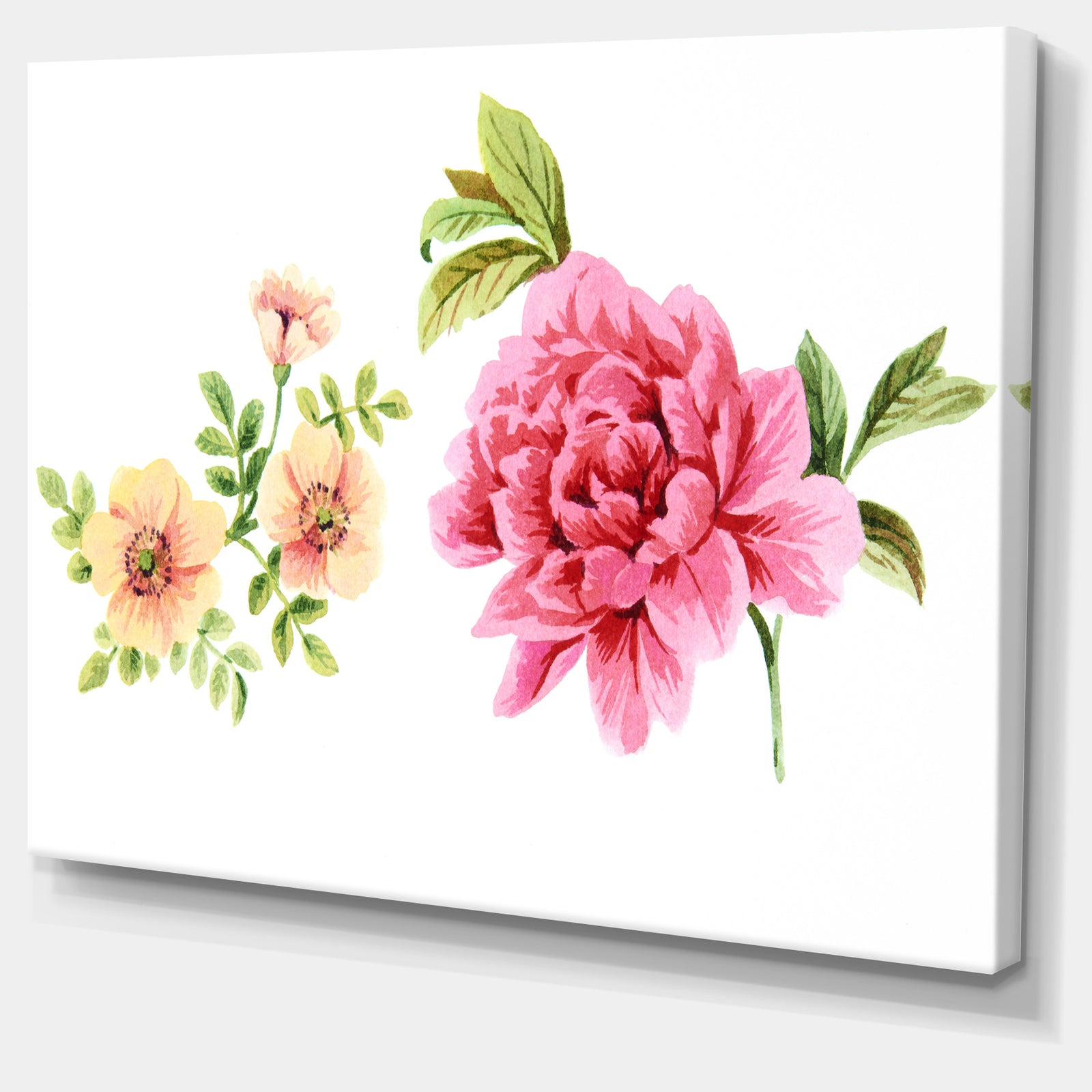 Pink and Orange Flowers - Watercolor Floral Art Canvas Print
