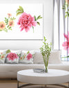 Pink and Orange Flowers - Watercolor Floral Art Canvas Print