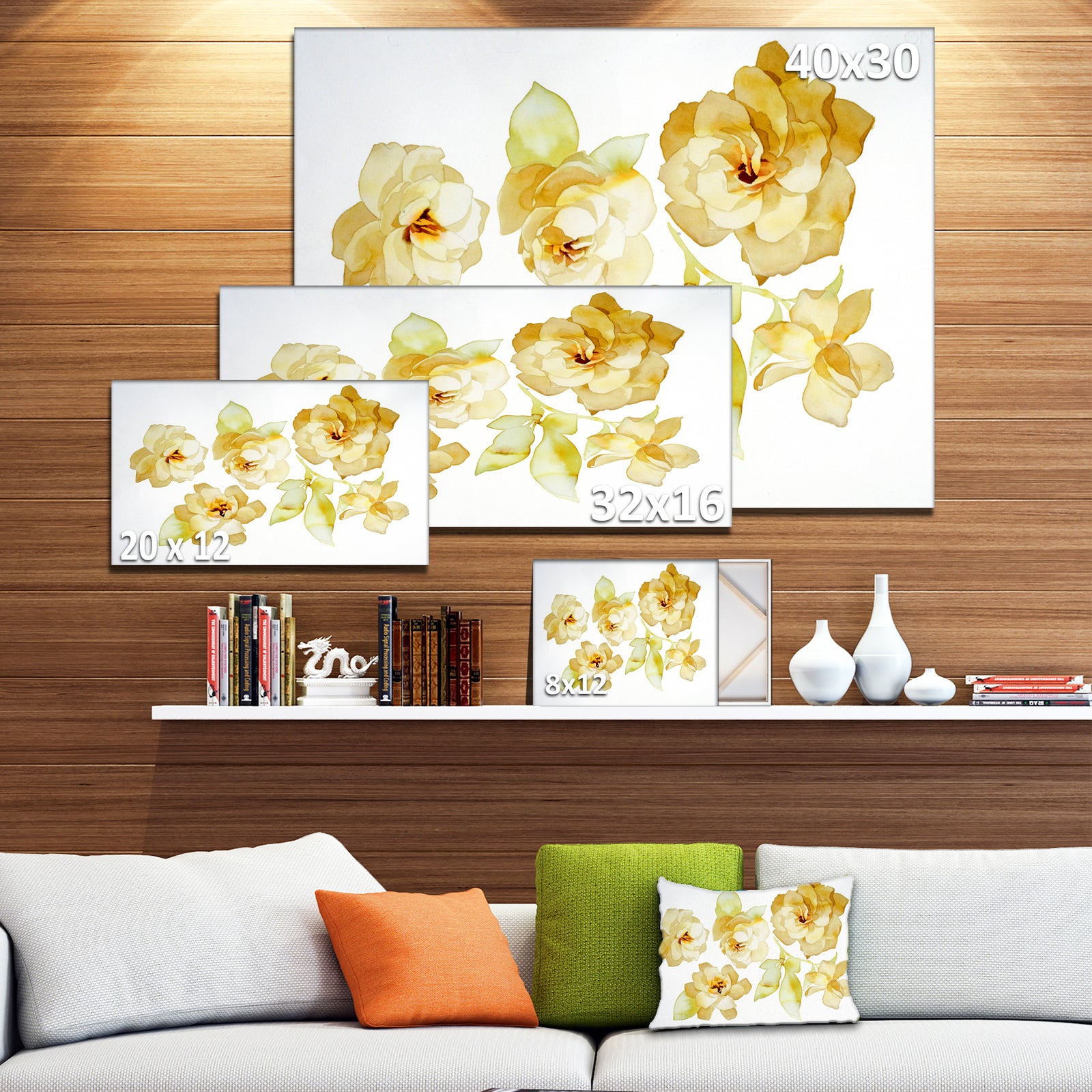 Brown Flowers with White Shade - Floral Canvas Art Print