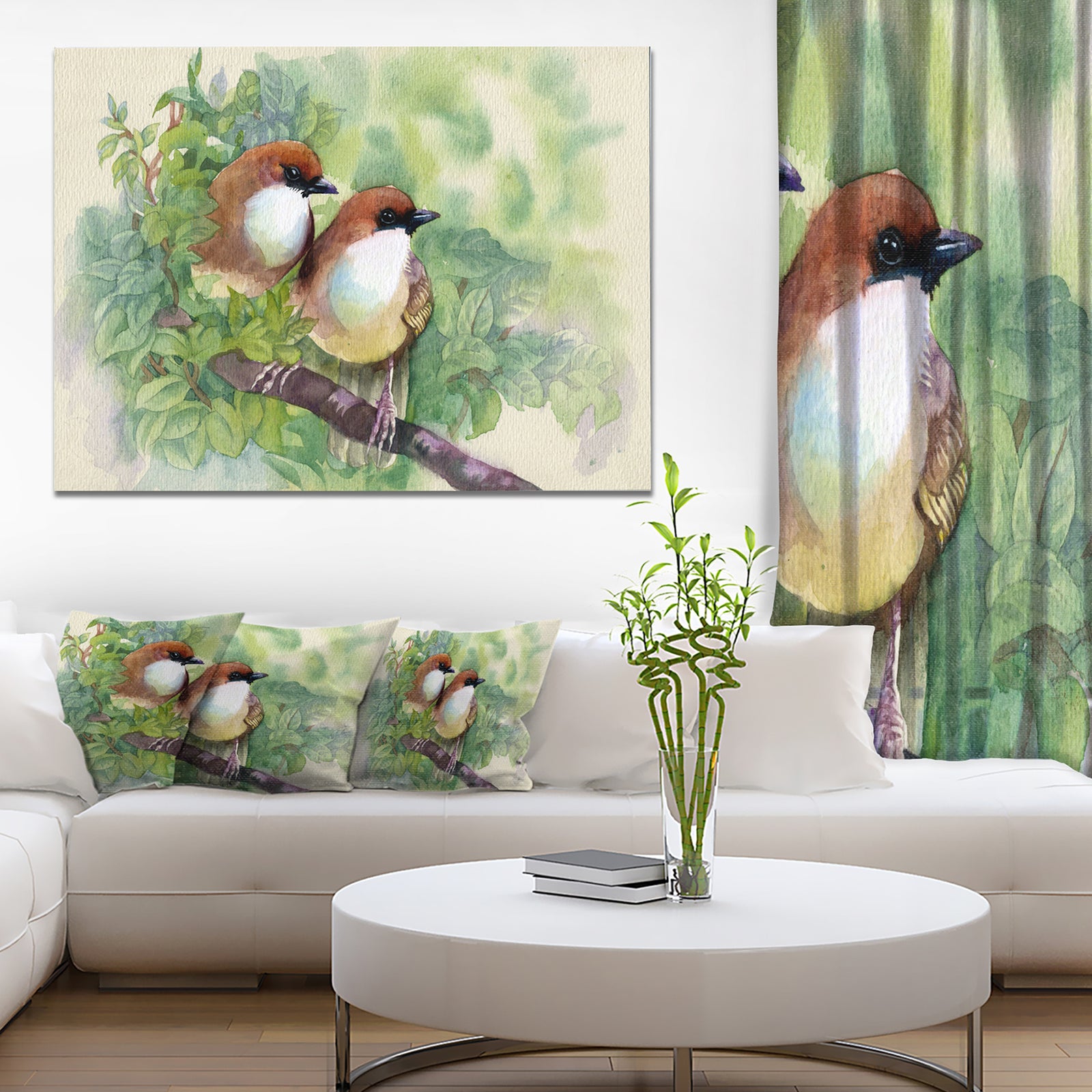 Birds of Spring - Modern Animal Painting Canvas Print