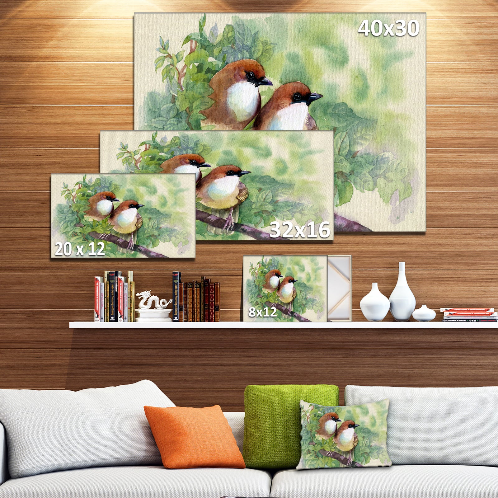 Birds of Spring - Modern Animal Painting Canvas Print