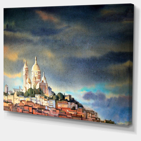 Montmartre Skyline - Watercolor Painting Canvas Print