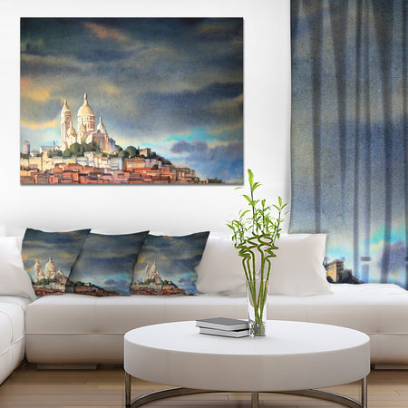 Montmartre Skyline - Watercolor Painting Canvas Print