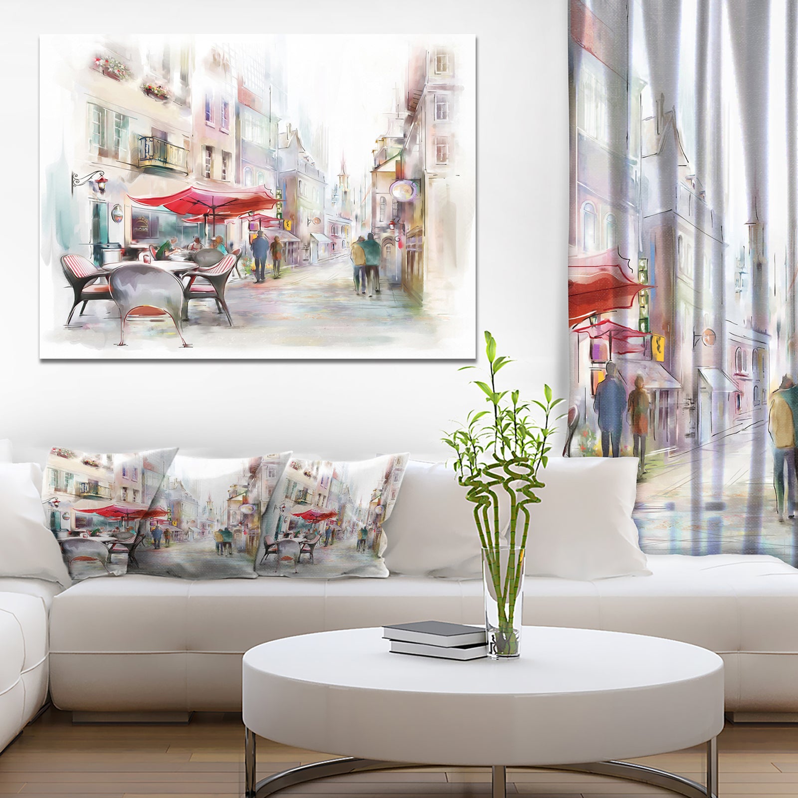 Illustrated Street Art Cityscape - Digital Art Cityscape Canvas Print