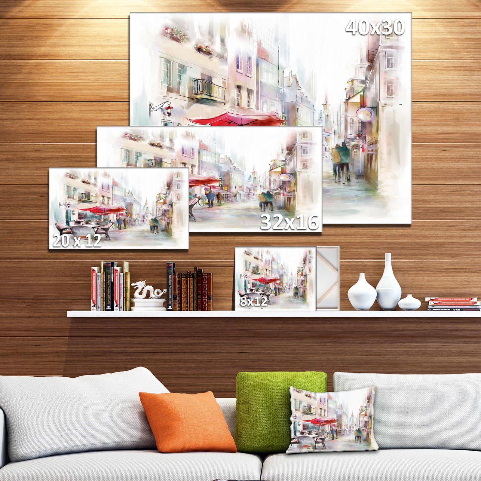 Illustrated Street Art Cityscape - Digital Art Cityscape Canvas Print