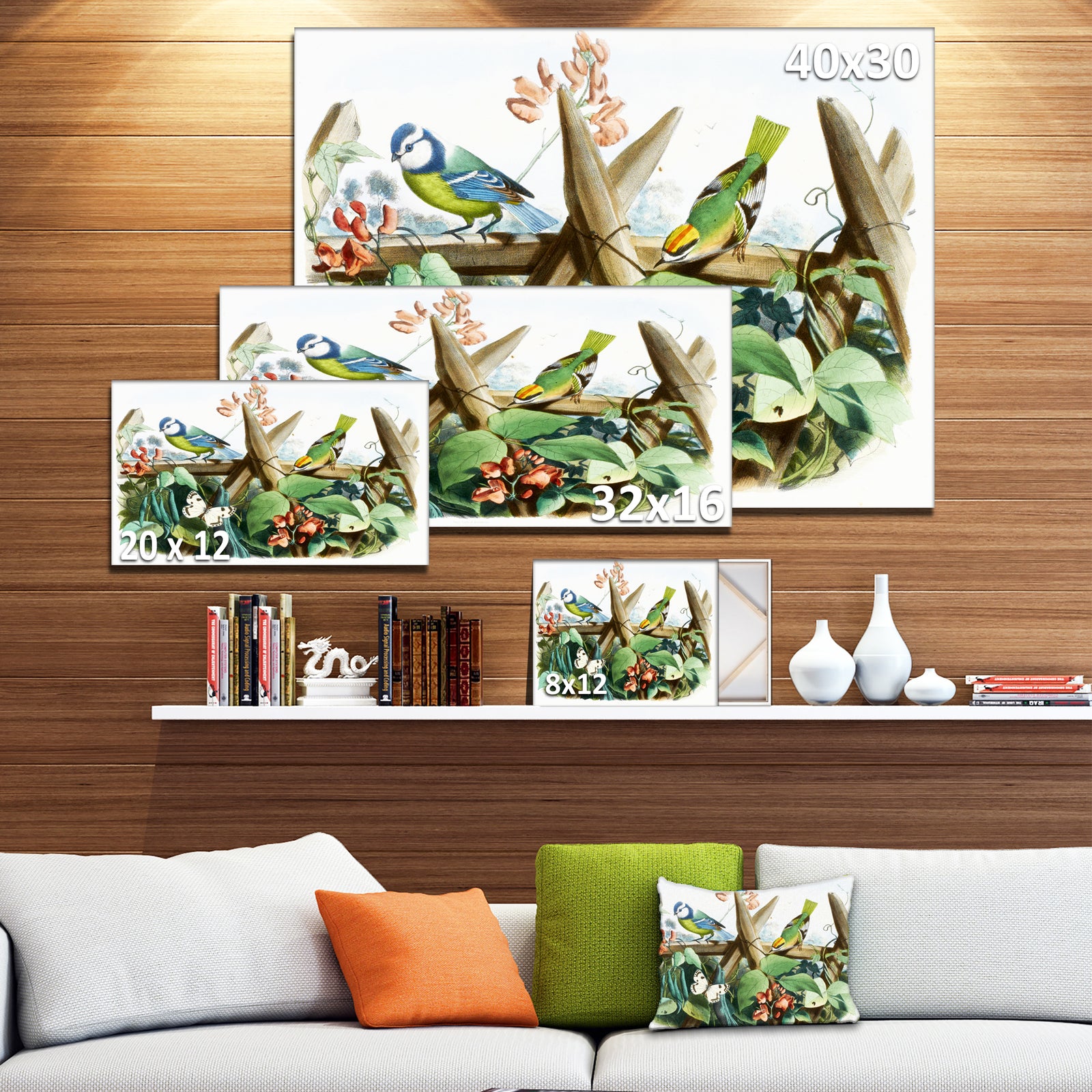 Colorful Birds Sitting on Branches - Animal Canvas Art Print