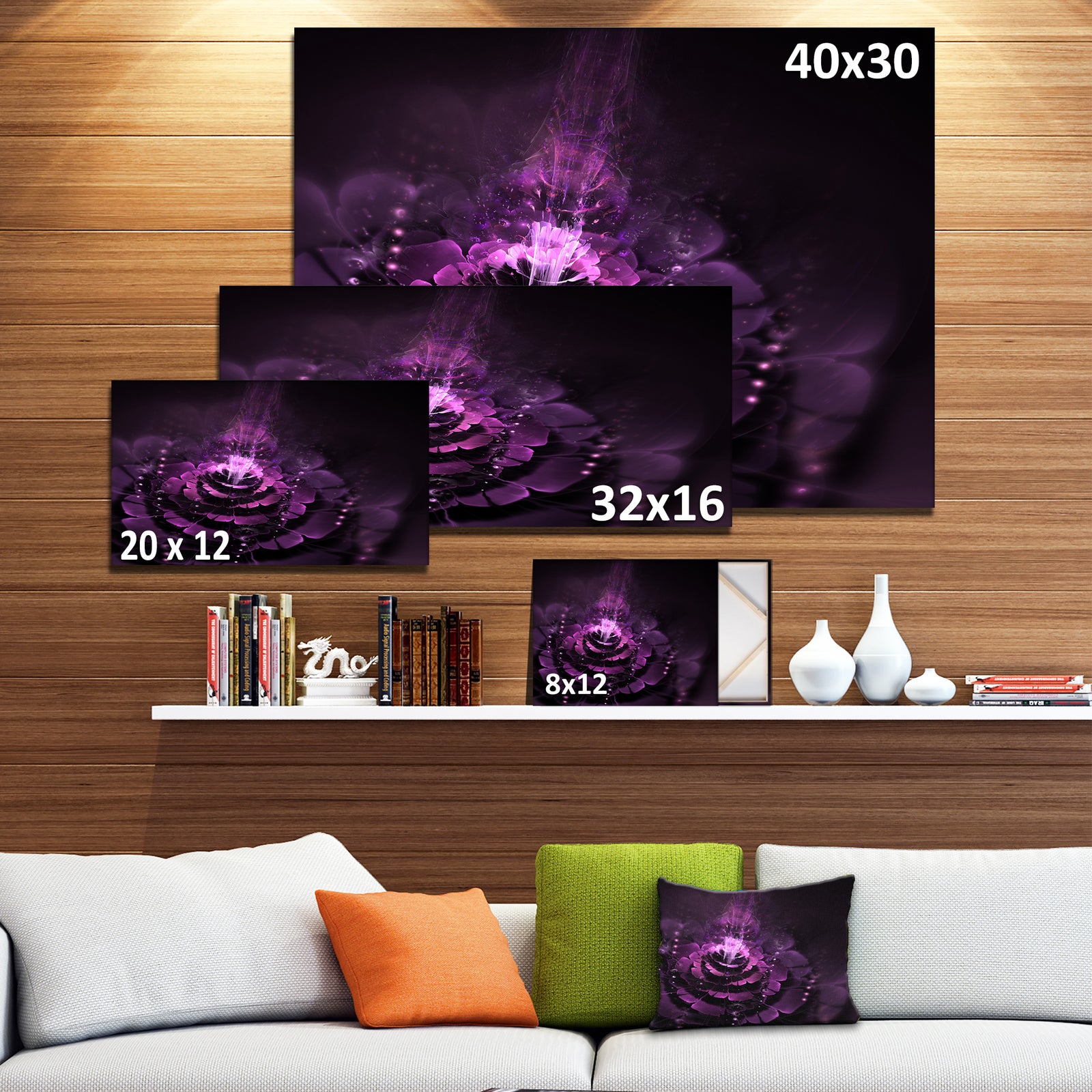 Dark Pink Fractal Flower - Abstract Art Canvas Print