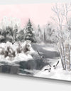 Grey Winter Vector - Landscape Watercolor Canvas Art Print