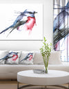 Bird in Blue and Red - Watercolor Animal Canvas Art Print