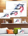 Bird in Blue and Red - Watercolor Animal Canvas Art Print