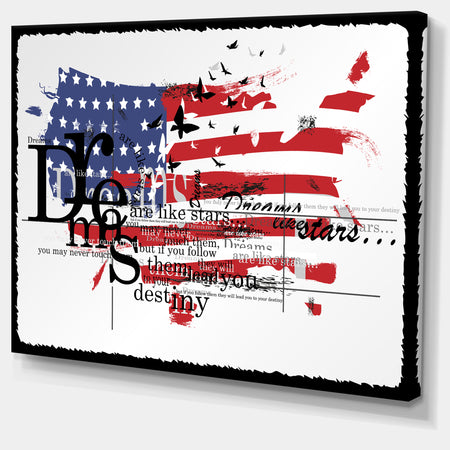 Vintage Fashion USA Flag - Map Canvas Art Print