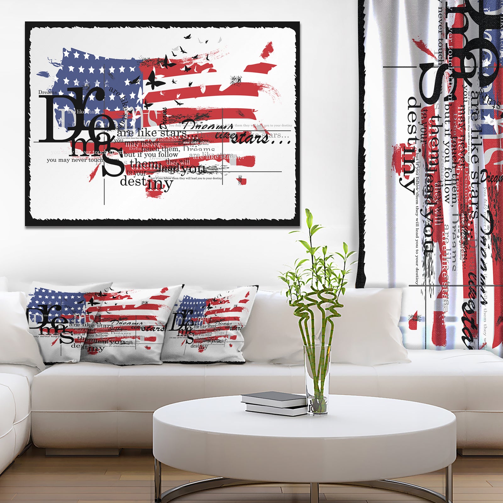 Vintage Fashion USA Flag - Map Canvas Art Print