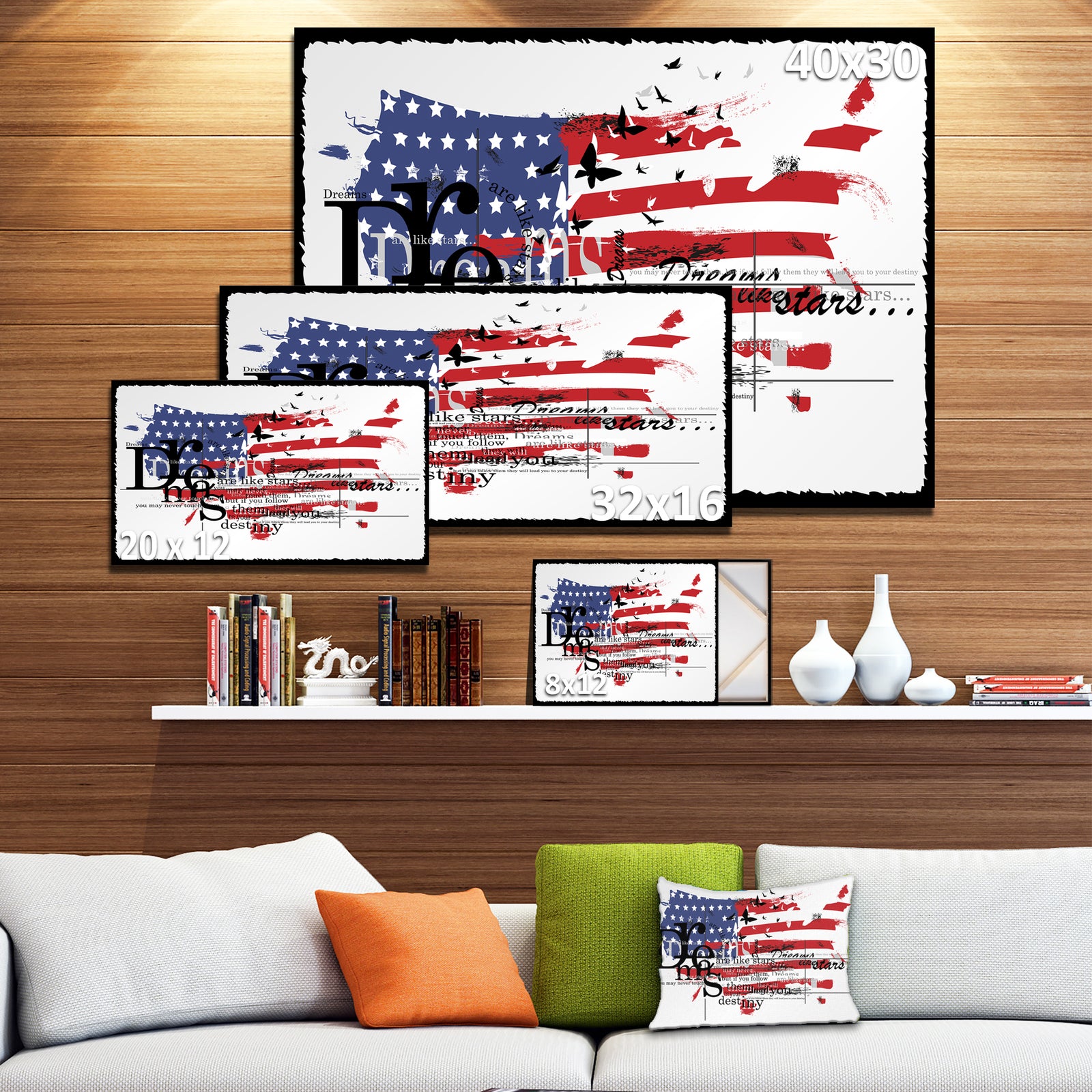 Vintage Fashion USA Flag - Map Canvas Art Print