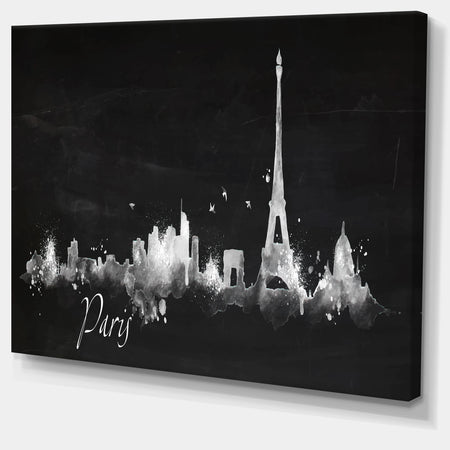 Paris Dark Silhouette - Cityscape Painting Canvas Print