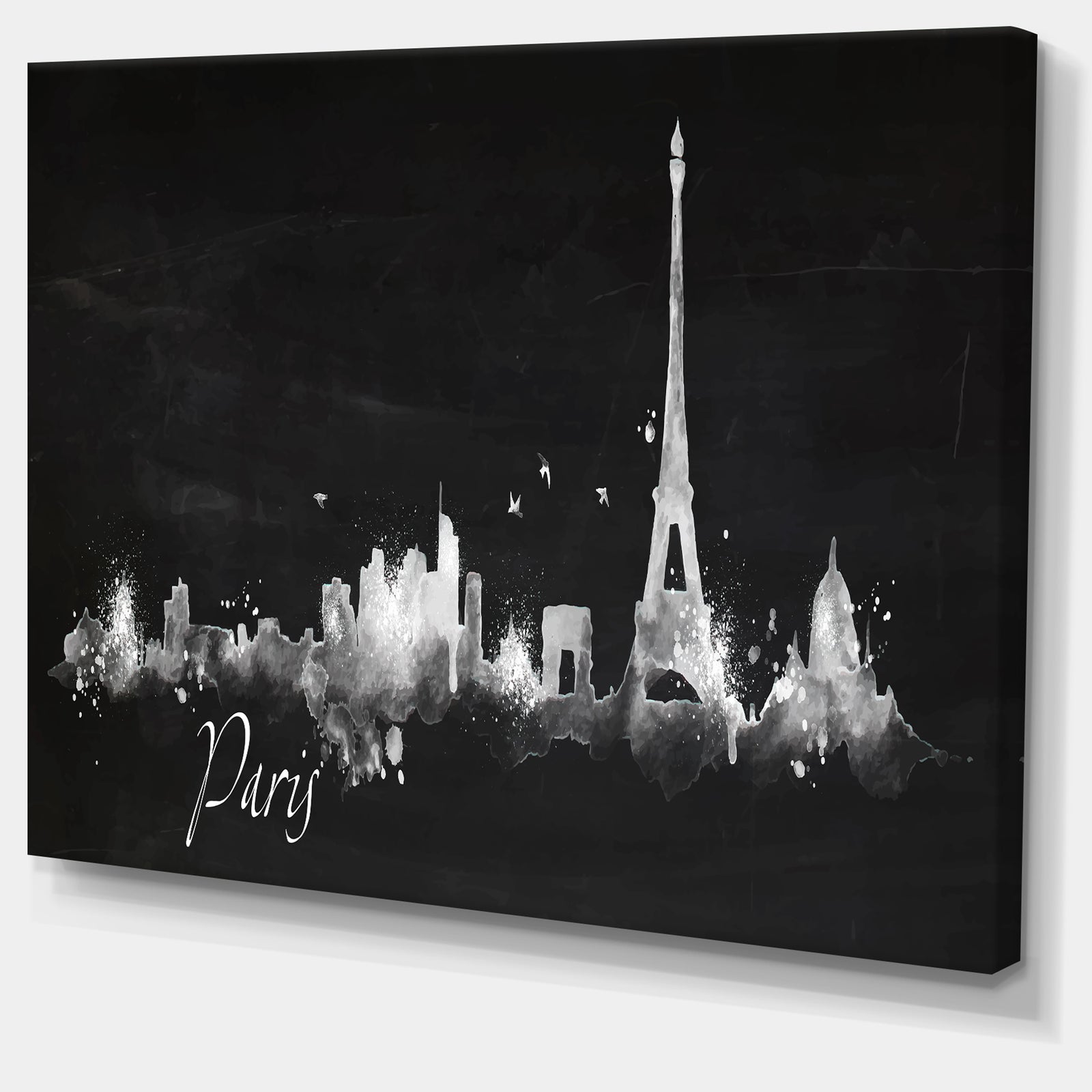 Paris Dark Silhouette - Cityscape Painting Canvas Print
