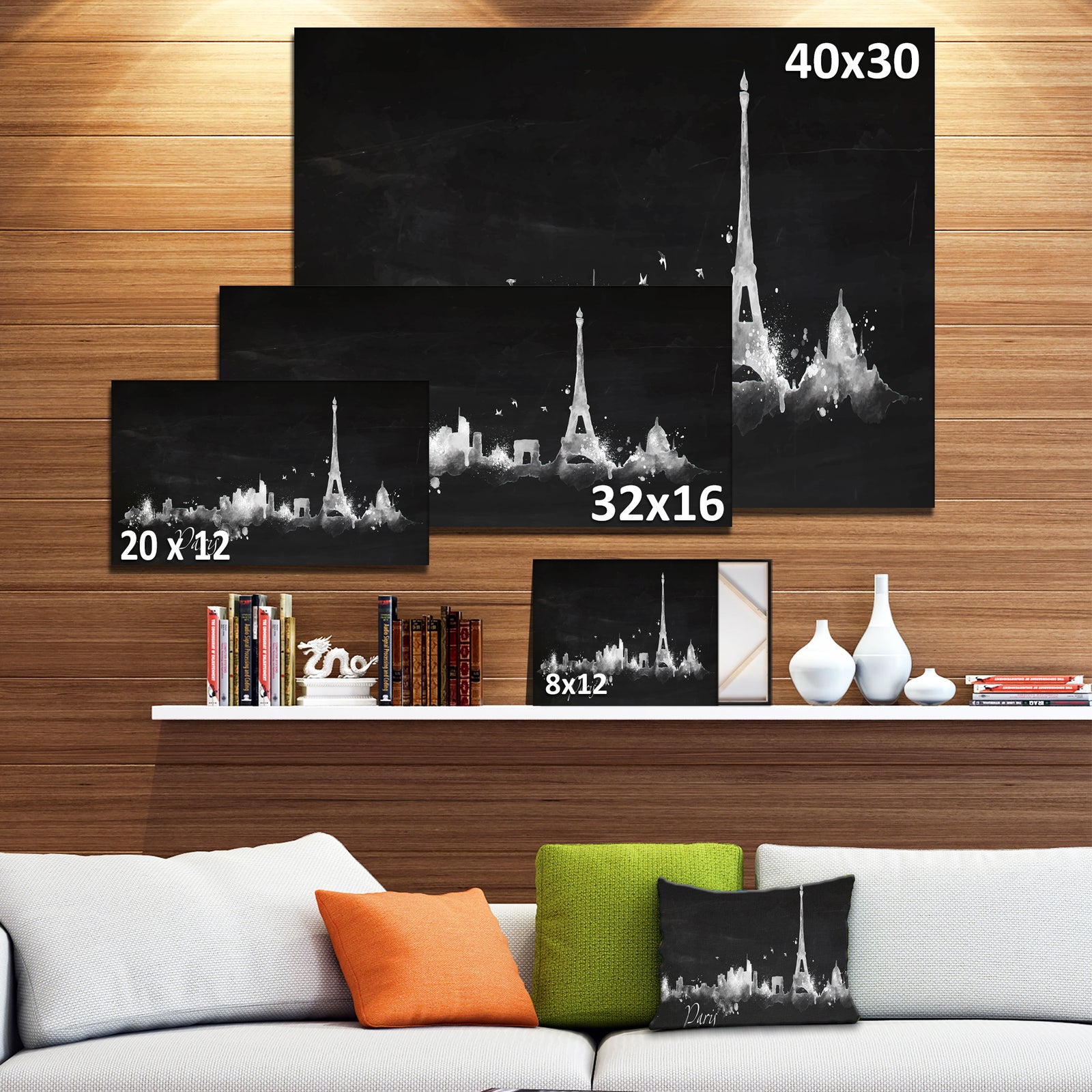 Paris Dark Silhouette - Cityscape Painting Canvas Print