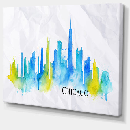 Chicago Blue Green Silhouette ? Cityscape Canvas Print