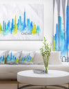 Chicago Blue Green Silhouette ? Cityscape Canvas Print