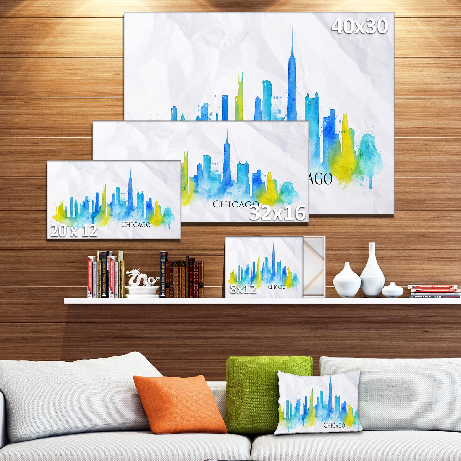 Chicago Blue Green Silhouette ? Cityscape Canvas Print